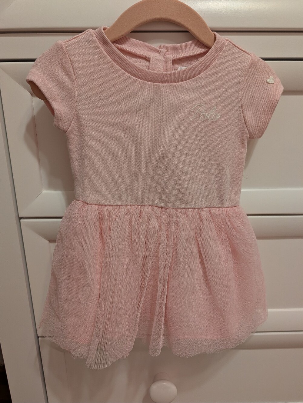 Ralph Lauren Pink Baby Knit Dress with Subtle Embroidered Logo